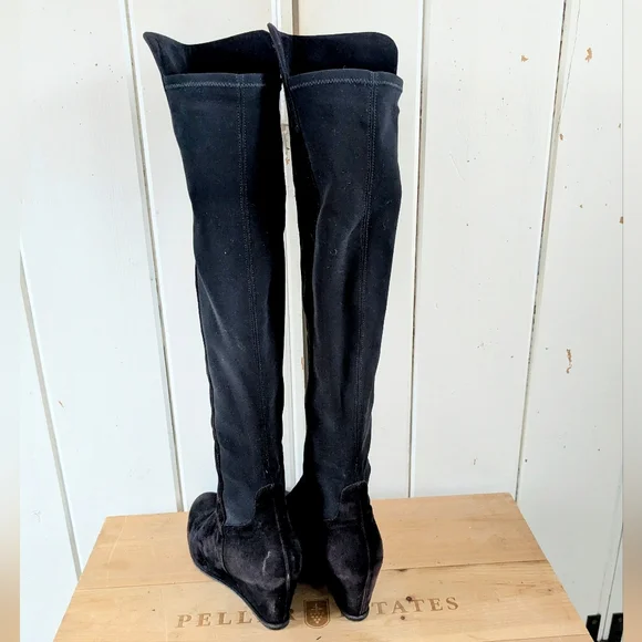 Stuart Weitzman Demiswoon Over The  the-Knee Wedge Boots sz 9 - Picture 4 of 14